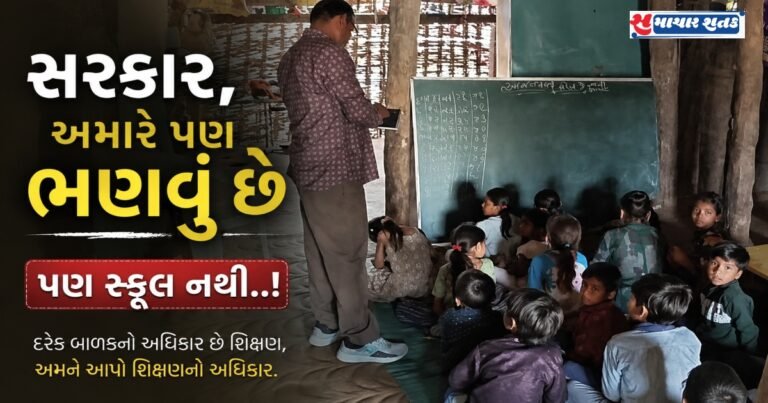 સરકારના દાવા ખોટો પડ્યાં..હાંફેશ્વર ગામમાં ઝૂંપડામાં ચાલે છે ધો.1થી 5ના વર્ગો