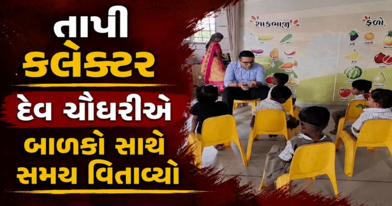 તાપી કલેક્ટર દેવ ચૌધરીએ ટોકરવા અને દેલવાડા-૨ આંગણવાડી કેન્દ્રોની મુલાકાત લીધી